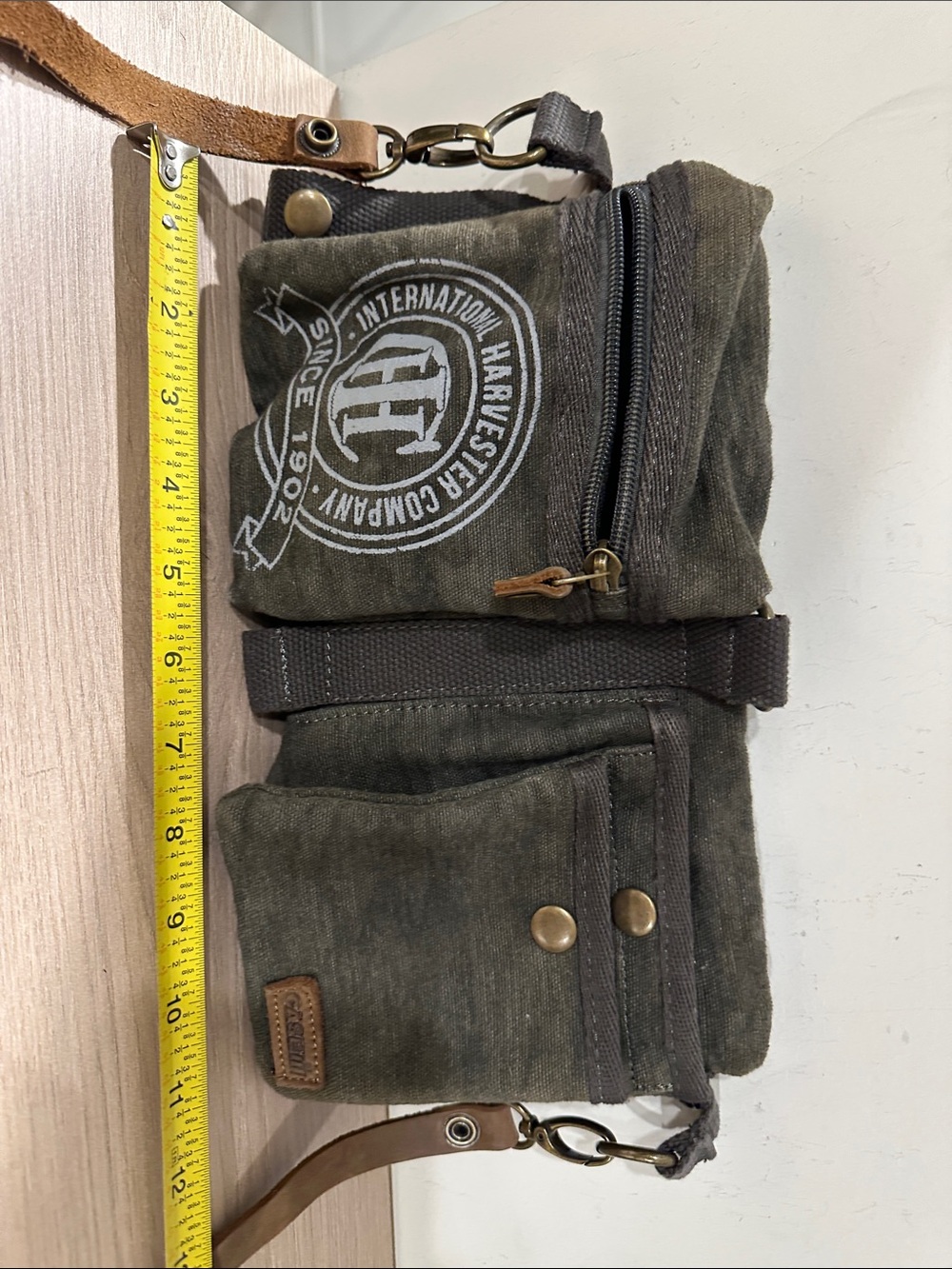 Olive Green Canvas Crossbody Bag for Men